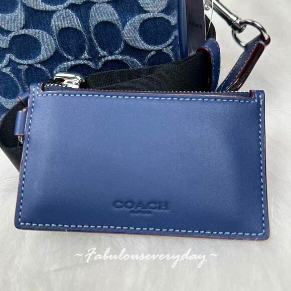 Coach Men's Axel Crossbody In Signature Denim/Deep Blue CY892 + Pouch NWT - Picture 7 of 10